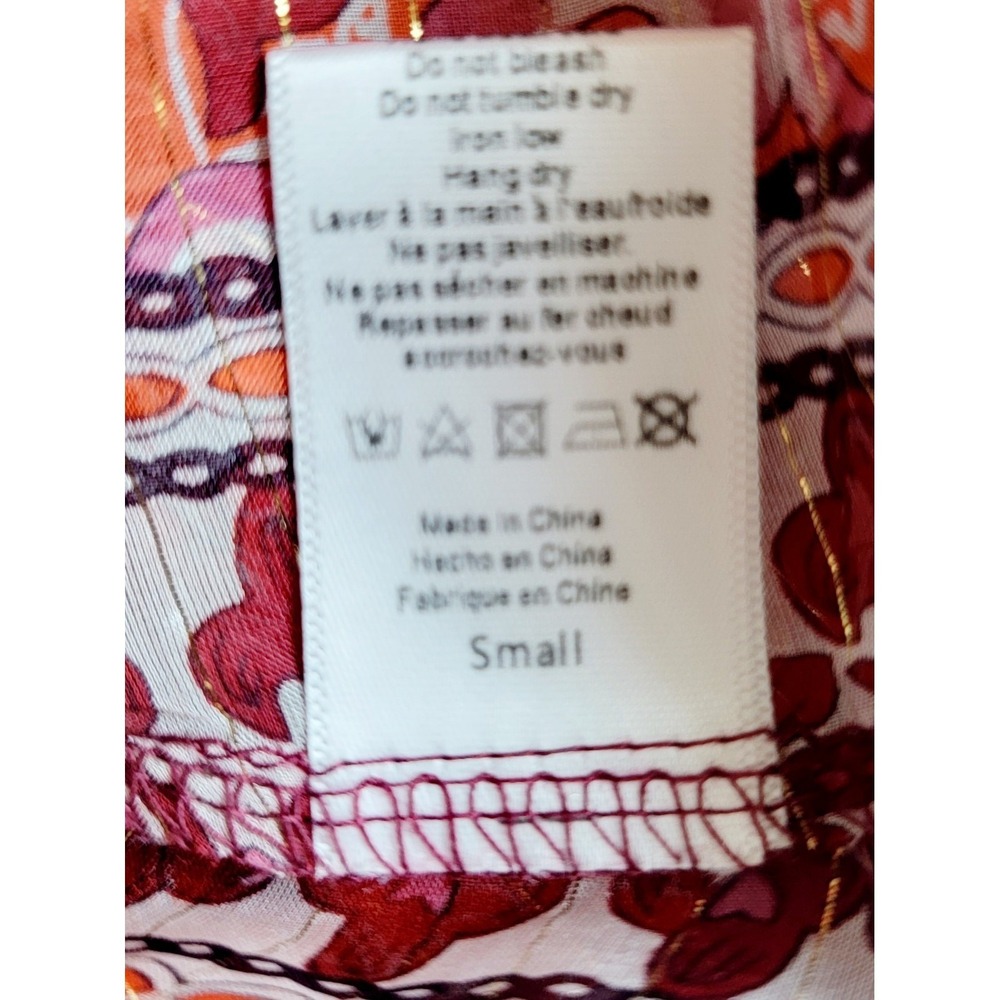 Maeve Anthropologie S Silk Paisley Metallic Stripe Blouse Orange Purple Small‎ - Picture 12 of 15